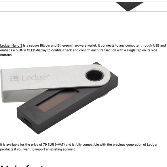 NIB - Ledger Nano S Crypto Black Wallet Brand New and Factory Sealed - Picture 3 of 7